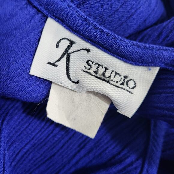 K Studio Dress Womens Small Blue Sleeveless Midi Summer Casual Resort Minimalist - Picture 3 of 10